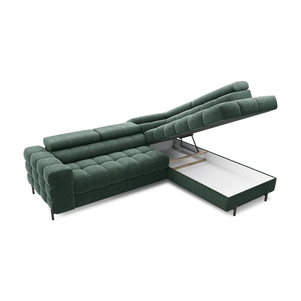 Žalios spalvos iš boucle sulankstoma/su sandėliavimo vieta kampinė sofa (su dešiniuoju kampu/„L“ formos) Ferucce – ELTAP-image-4