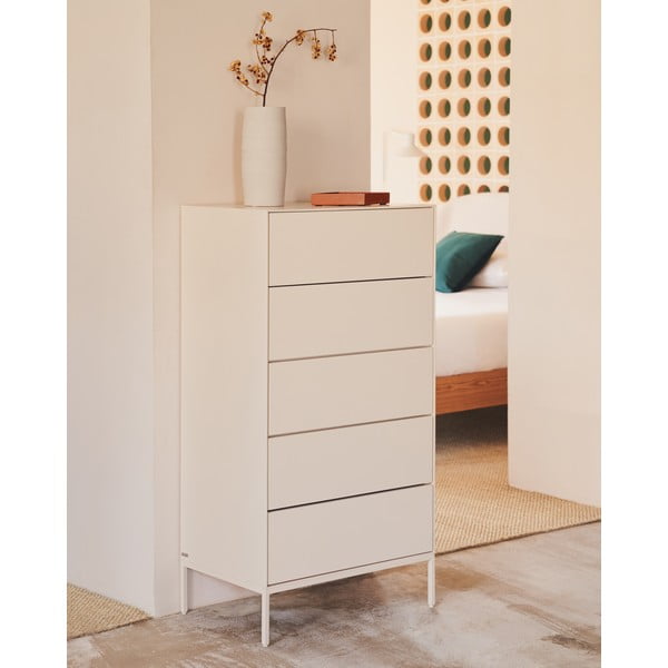 Aukšta šoninė spintelė baltos spalvos 60x114 cm Vedrana – Kave Home-image-1