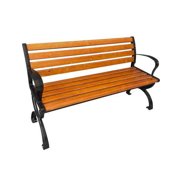 Natūralios spalvos medžio masyvo/metalinis sodo suoliukas Norwich – Garden Pleasure