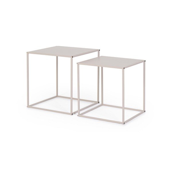 Smėlio spalvos iš metalo kavos staliukai 2 vnt. 38x38 cm Alrik – Yes Everyday