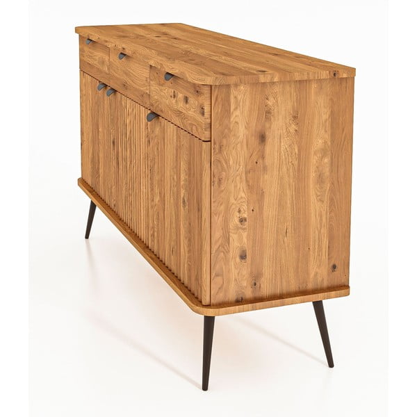 Natūralios spalvos žema komoda iš ąžuolo medienos 144x87 cm Kula - The Beds-image-4