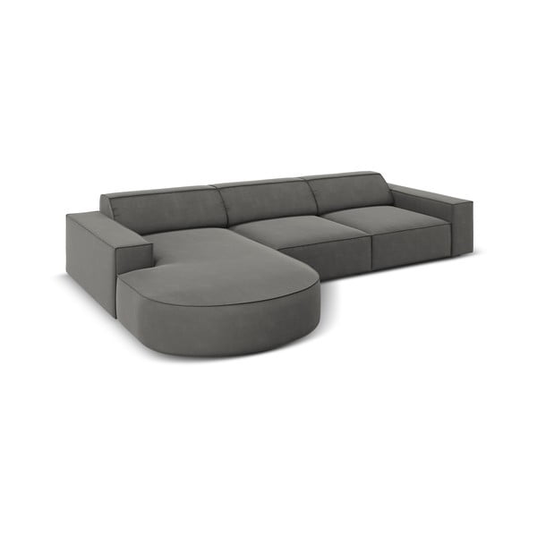 Pilka aksominė kampinė sofa (kairysis kampas) Jodie - Micadoni Home-image-4