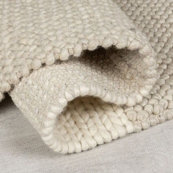 Rankų darbo iš vilnos mišinio kilimas smėlio spalvos 60x230 cm Minerals Patchwork – Flair Rugs-image-2