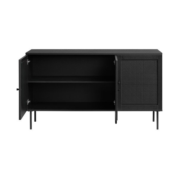 Juoda žema ąžuolinė komoda 140x80 cm Pensacola - Unique Furniture-image-3