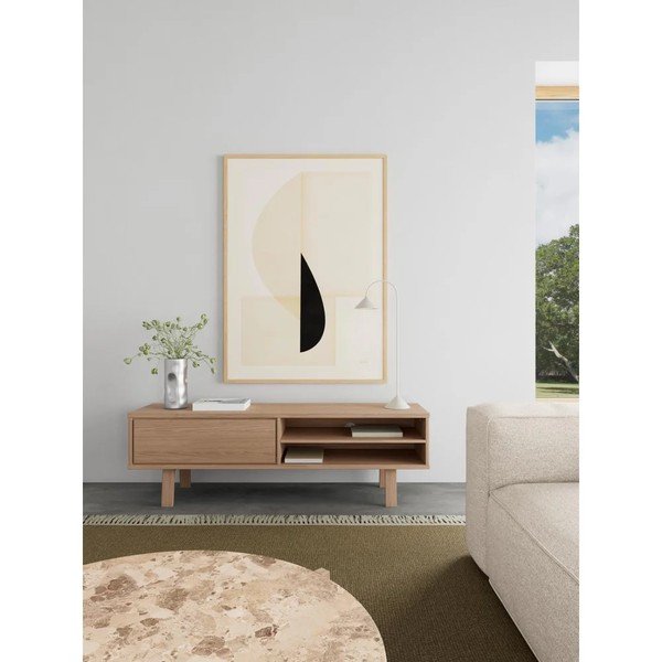 Šviesios natūralios spalvos TV spintelė iš medienos lukšto 160x50x40 cm Lamberth – Actona-image-1