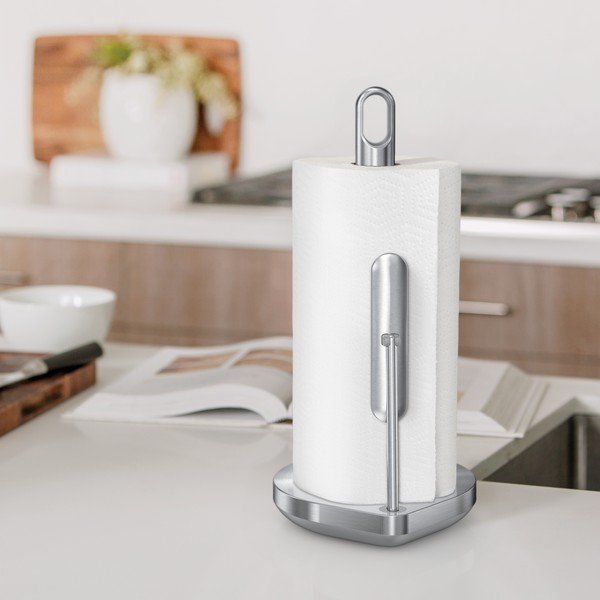 Sidabrinės spalvos iš plieno virtuvinių rankšluosčių laikiklis – simplehuman-image-1