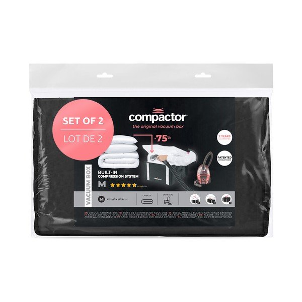 Vakuuminės/su standžiais kraštais iš tekstilės spintos daiktadėžės 2 vnt. 42x25x25 cm Black Edition – Compactor-image-4