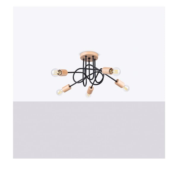 Lubinis šviestuvas juodos spalvos/natūralios spalvos 15x61 cm Tumber – Sollux-image-2