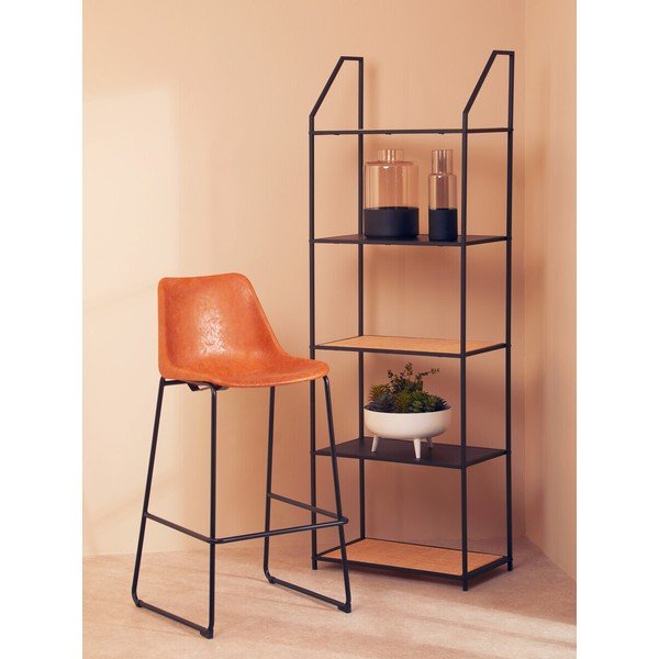 Juodos spalvos/natūralios spalvos iš metalo pastatoma lentyna 61x179x34 cm Depok – Premier Housewares-image-1