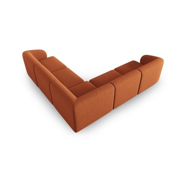 Terakotos spalvos iš šenilinio audinio kampinė sofa Paolo – Milo Casa-image-3