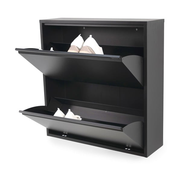 Juodos spalvos iš metalo atlenkiama spintelė batams 75x77,5x22,5 cm Billy – Spinder Design-image-2