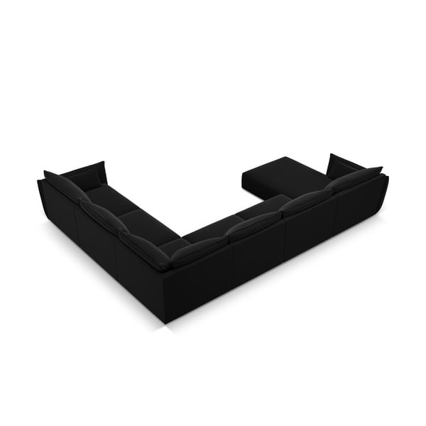 Juodos spalvos iš velveto kampinė sofa (su dešiniuoju kampu/„U“ formos) Vanda – Mazzini Sofas-image-3
