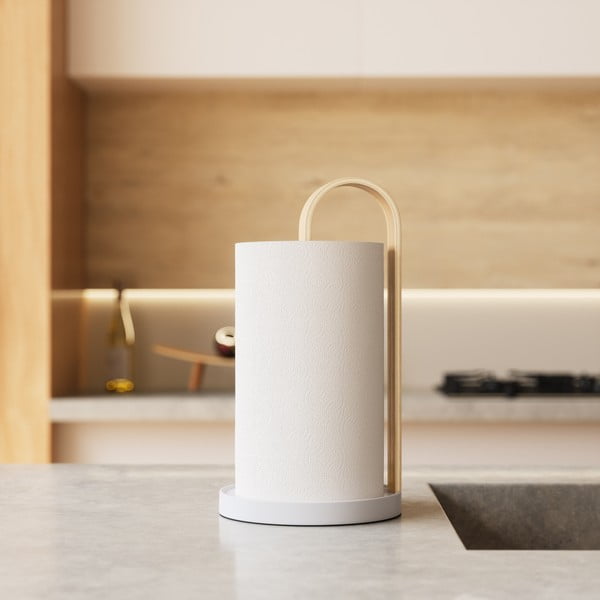 Iš medienos popierinio rankšluosčio stovas baltos spalvos ø 17 cm Bellwood – Umbra-image-1