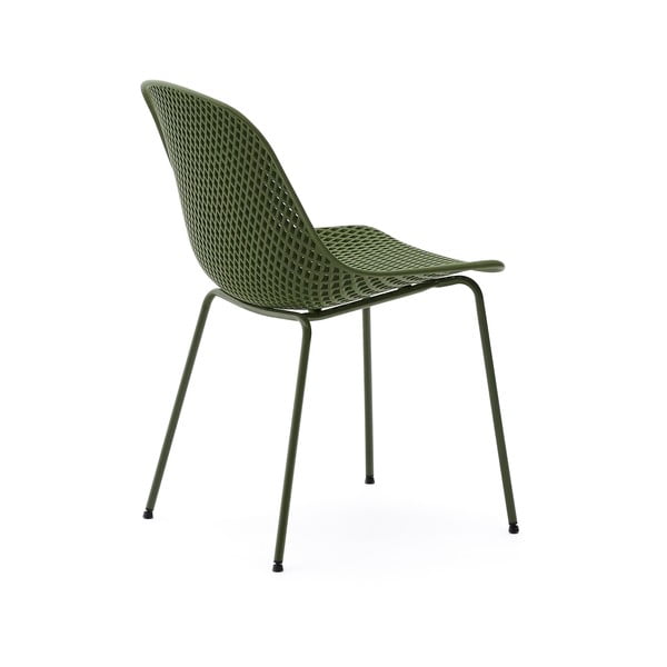 Tamsiai žalios spalvos metalinė sodo kėdė Quinby – Kave Home-image-3