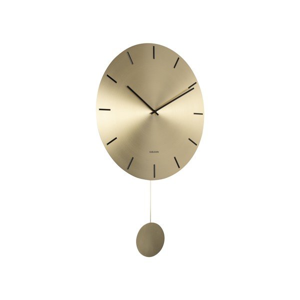 Aukso spalvos sieninis švytuoklinis laikrodis Karlsson Impressive, ø 47 cm-image-2