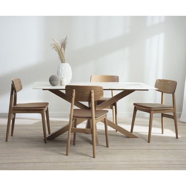 Iš dirbtinės odos valgomojo kėdė konjako rudos spalvos/natūralios spalvos Livo – Unique Furniture-image-2