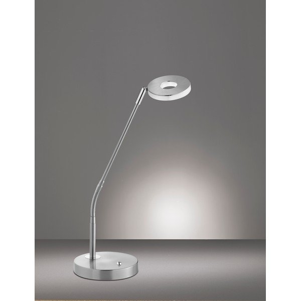 Iš metalo stalinis šviestuvas sidabrinės spalvos LED su pritemdymo funkcija (aukštis 60 cm) Dent – Fischer & Honsel-image-1