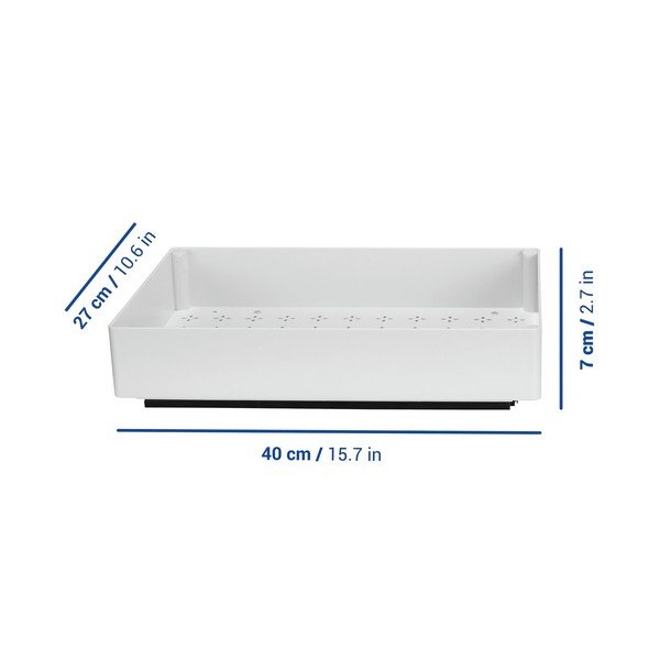 Reguliuojama baltos spalvos iš plastiko papildoma virtuvės lentyna 27x40 cm Simon – Wenko-image-1