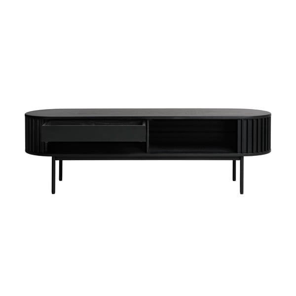 TV spintelė juodos spalvos iš ąžuolo 48x160 cm Siena – Unique Furniture-image-3