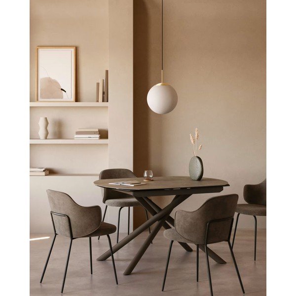 Iš keraminės plokštės prailginamas valgomojo stalas su papildomu stalviršiu 100x130 cm Yodalia – Kave Home-image-1