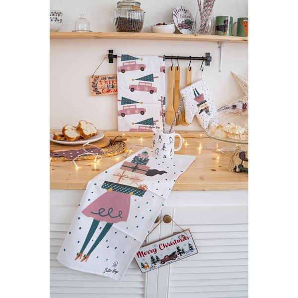 Virtuvės rankšluosčiai iš medvilnės 2 vnt. su Kalėdų motyvu 50x70 cm A Lots of Gifts – Butter Kings-image-1