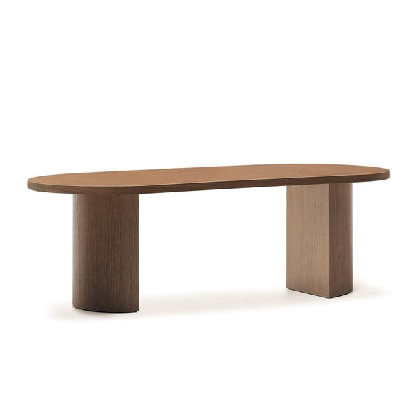 Apvalios formos valgomojo stalas su riešutmedžio dekoro stalviršiu 100x240 cm Nealy – Kave Home
