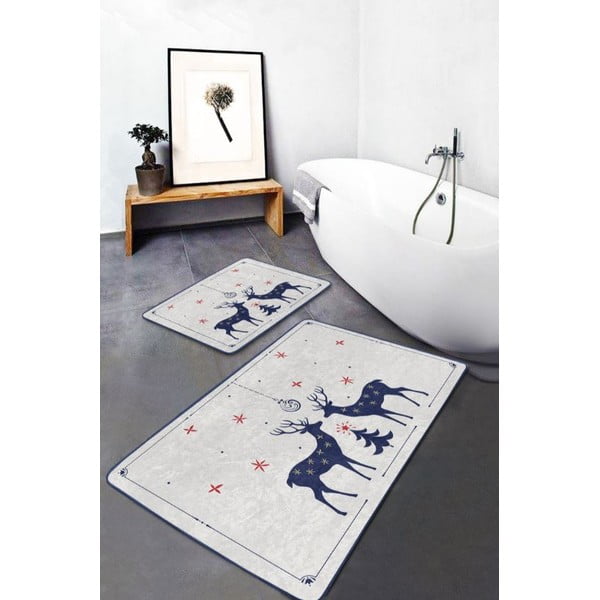 Vonios kilimėliai kreminės spalvos 2 vnt. 60x100 cm – Mila Home