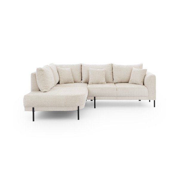Smėlio spalvos kampinė sofa iš šenilinio audinio (su kairiuoju kampu/„L“ formos) Mauris  – Ropez