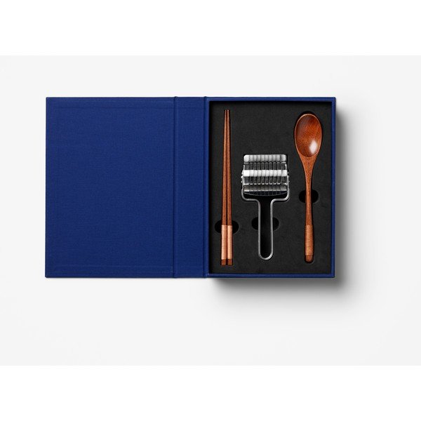 Mėlynos spalvos valgymo lazdelių rinkinys iš nerūdijančio plieno/bambukinis 2 žmonėms The Essentials - Ramen Tools – Printworks-image-2