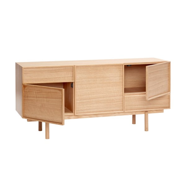 Žema šoninė spintelė natūralios spalvos iš ąžuolo 140x65 cm Cube – Hübsch-image-3