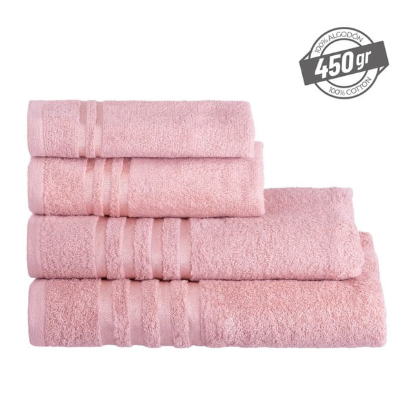 Rožinės spalvos iš frote audinio iš medvilnės rankšluostis 30x50 cm Simple – Casa Selección-image-4