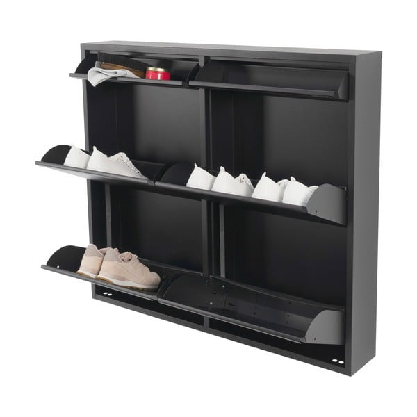 Juodos spalvos iš metalo atlenkiama spintelė batams 98x86x15 cm Billy – Spinder Design-image-2