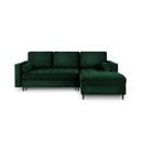 Žalia aksominė kampinė sofa-lova Milo Casa Santo, kampas dešinėje