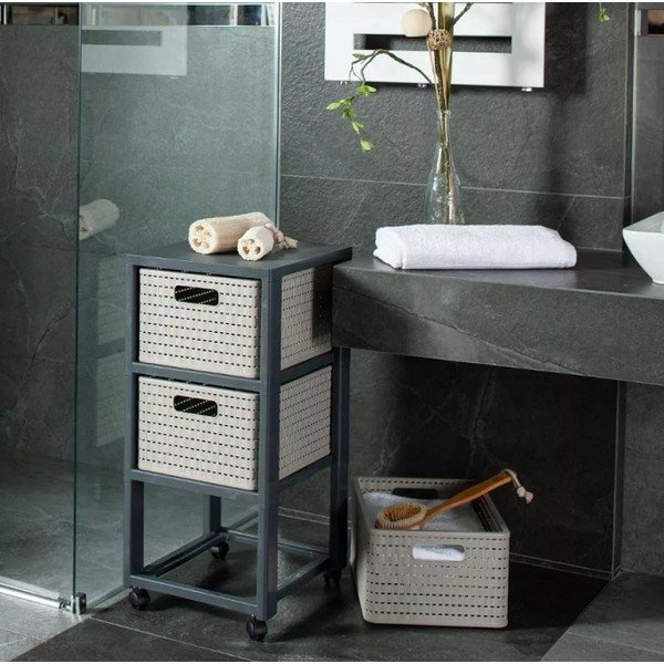 Iš plastiko vonios lentyna pilkos spalvos 32,5x71 cm Country – Rotho-image-1