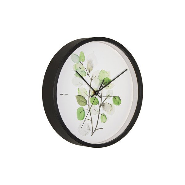 Žalias ir baltas sieninis laikrodis juodame rėmelyje Karlsson Eucalyptus, ø 26 cm-image-2