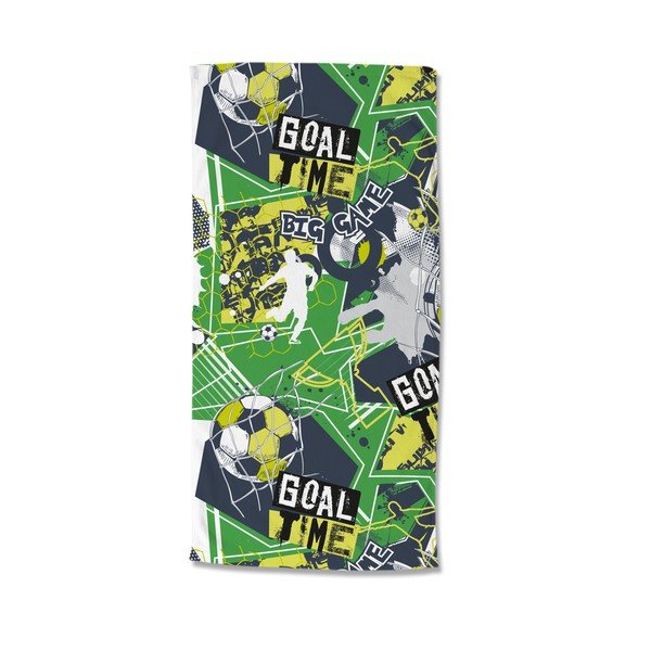 Žalios spalvos vaikams iš velveto paplūdimio rankšluostis 75x150 cm Goaltime – Good Morning