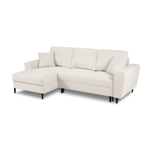 Smėlio spalvos iš boucle sulankstoma/su sandėliavimo vieta kampinė sofa (su kairiuoju kampu/su gultu) Kyoto – Cosmopolitan Design-image-1