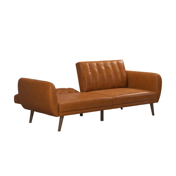 Oranžinė sofa-lova iš odos imitacijos 207 cm Brittany - Novogratz-image-3