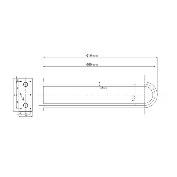 Sieninė iš nerūdijančio plieno rankena 62 cm Handicap U – Sapho-image-2