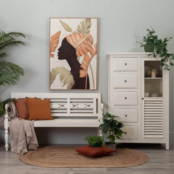 Kedro masyvo aukšta šoninė spintelė baltos spalvos 95x150 cm Luanco – Ixia-image-1