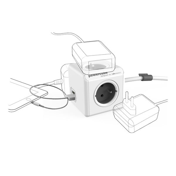 Kištukinis lizdas 13 cm PowerCube Extended USB – Cubenest-image-2