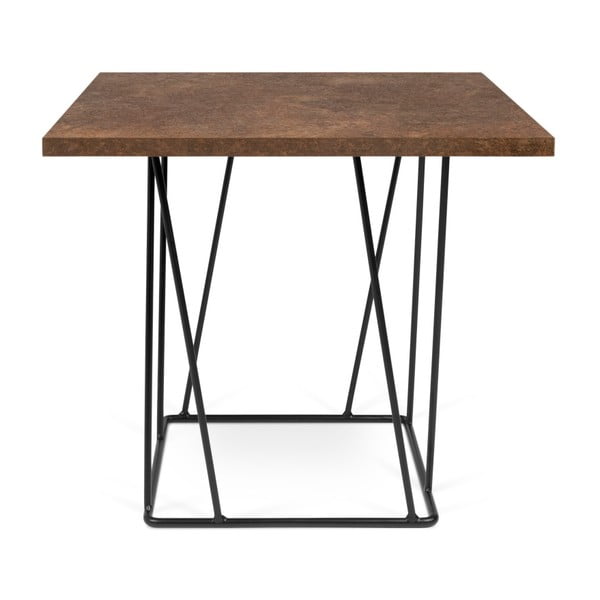 Rudas kavos staliukas juodomis kojomis TemaHome Helix, 50 x 50 cm
