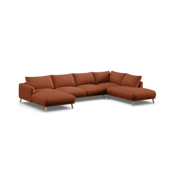 Terakotos spalvos kampinė sofa („U“ formos) Naomi – Micadoni 