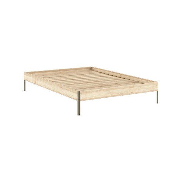 Natūralios spalvos dvigulė lova iš pušies masyvo be galvūgalio su lovos grotelėmis 180x200 cm Core – Karup Design