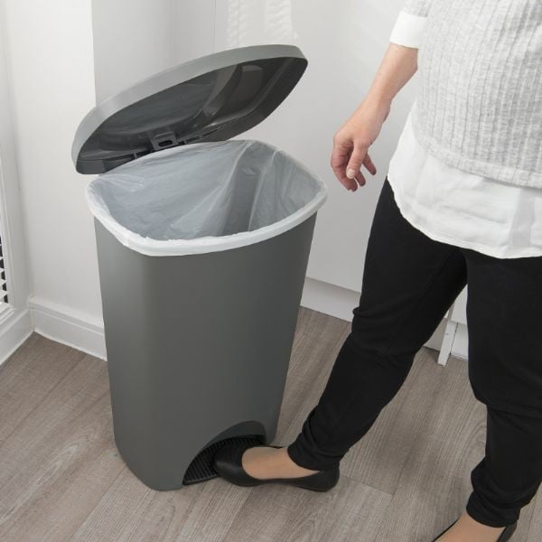 Baltos spalvos šiukšliadėžė su dangčiu Addis, 41 x 33 x 62,5 cm-image-2