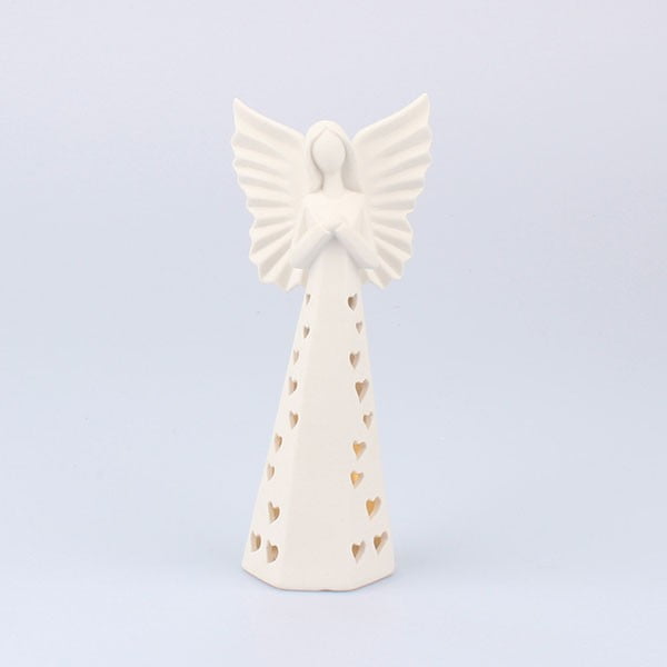 Porcelianinis LED šviečiantis angelas Dakls, aukštis 20,5 cm