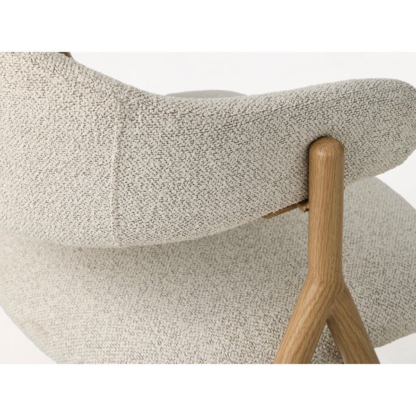 Kreminės spalvos/natūralios spalvos iš audinio valgomojo kėdė su porankiais Frances – Unique Furniture-image-1