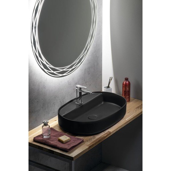 Iš keramikos praustuvas juodos spalvos 60x40 cm Infinity Oval – Sapho-image-3