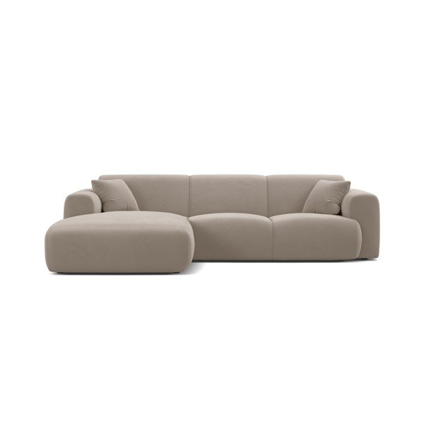 Šviesiai pilkos spalvos modulinė kampinė sofa iš velveto (su kairiuoju kampu/su gultu) Molino – Micadoni -image-2
