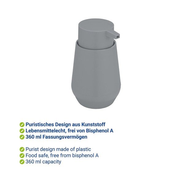 Pilkos spalvos iš plastiko muilo dozatorius 360 ml Vara – Allstar-image-2
